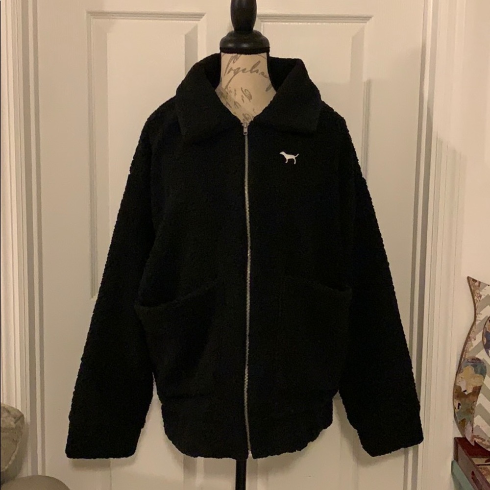 Vs Pink Sherpa Boyfriend Jacket Large NWT